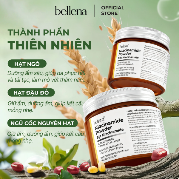 Alternative view of Bột niacinamide vitamin B3 bột nia trắng da mờ thâm nám kiểm soát dầu nhờn Bellena 100g BN